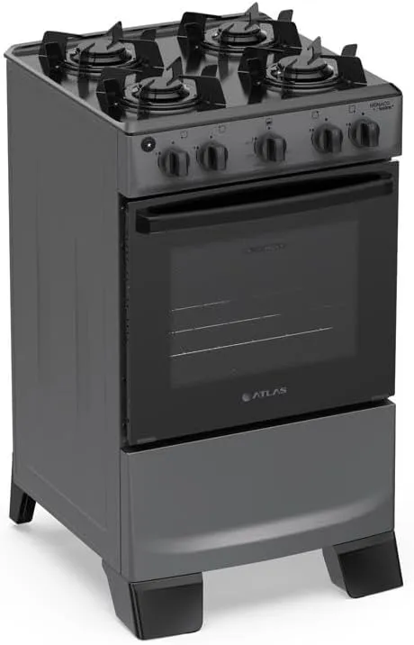 Fogão 4 Bocas Atlas Mônaco Lustro com Mesa de Aço Bivolt
