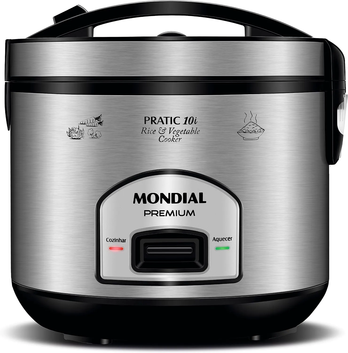 MONDIAL Panela Elétrica de Arroz, Preto/Inox, 700W, 110V - PE-42-10X