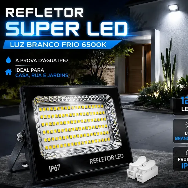 Kit 2 Refletor Super Led 400w Ip67 Holofote Bivolt Prova D'água