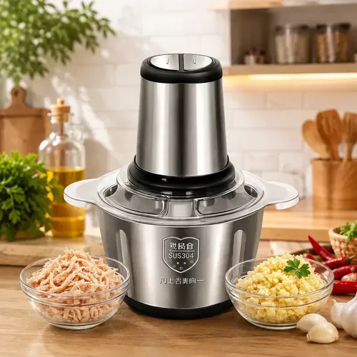Multiprocessador Elétrico De Alimentos Em Inox 2l Triturador De Alho
