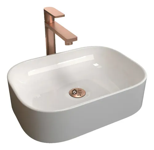 Cuba P/ Banheiro Lavabo Rectangular De Apoio Sobrepor Branco Brilhante