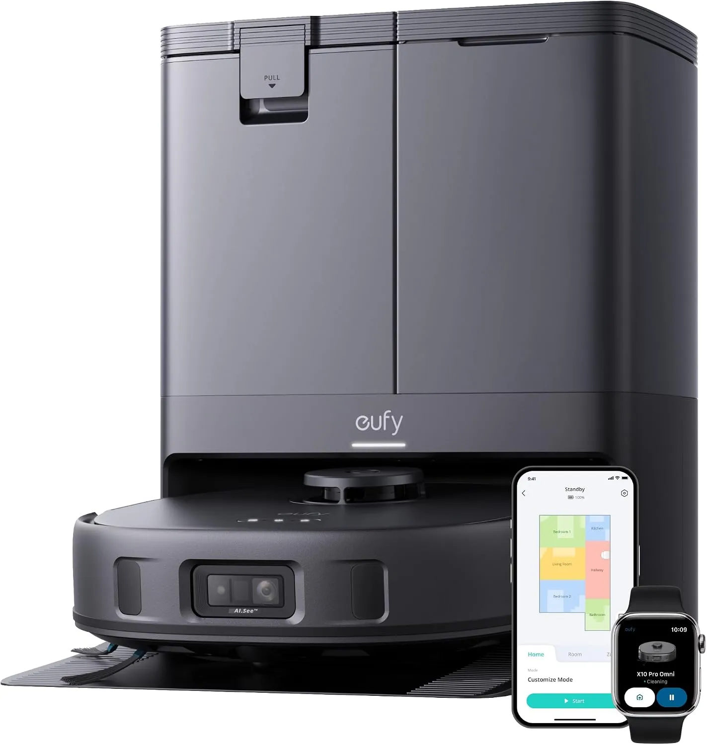 eufy X10 Pro Robô Aspirador e Passa Pano,Esfregão Sempre Úmido,8000Pa
