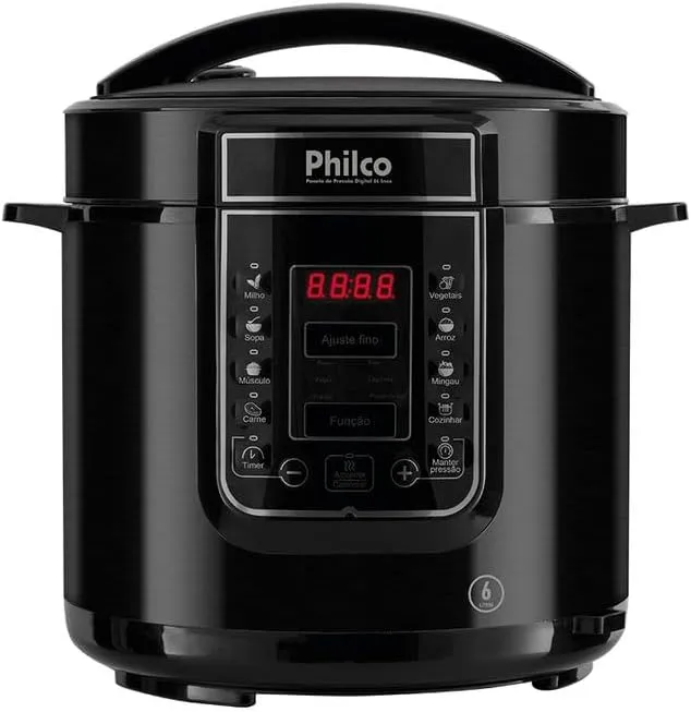 Philco Panela de Pressão, Digital Inox Ppp01p, 6L, Preto, 220v