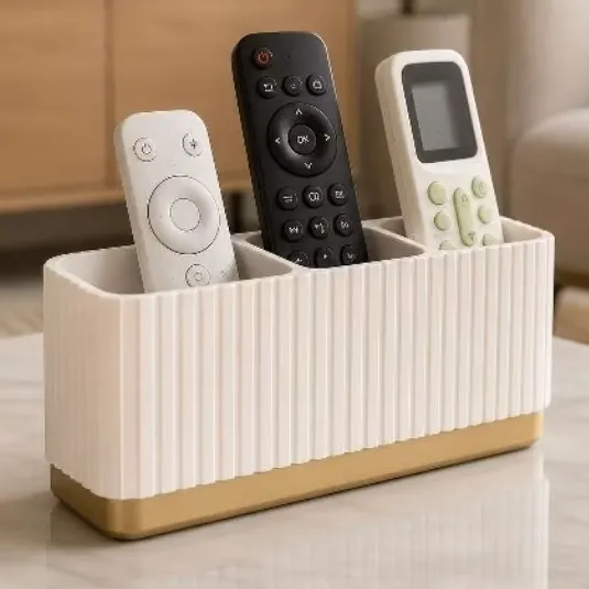 Porta Controle Remoto De Mesa Premium Organizador 3 Controles Minimalista