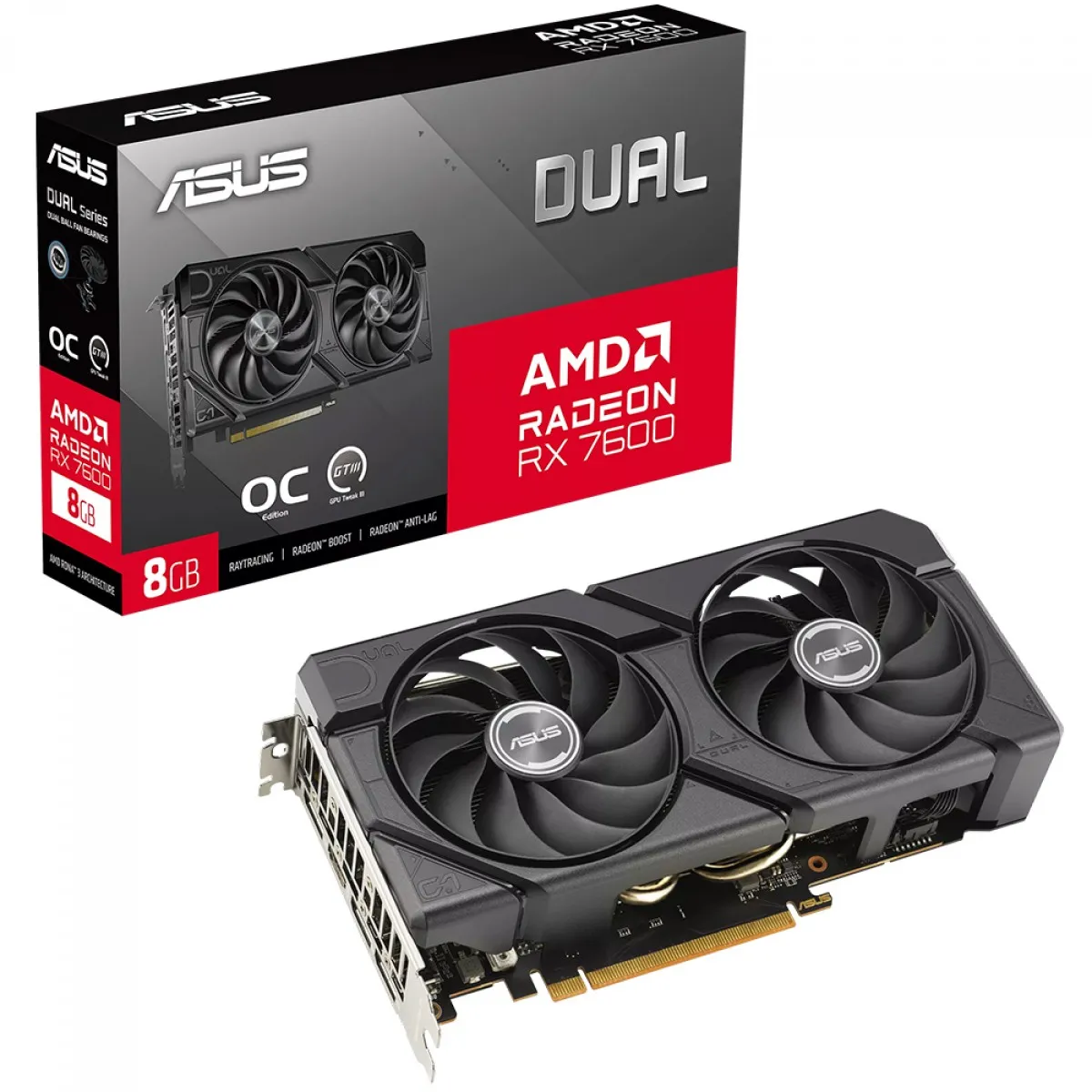 Placa De Vídeo Asus Dual AMD Radeon RX 7600 EVO OC Edition 8GB GDDR6