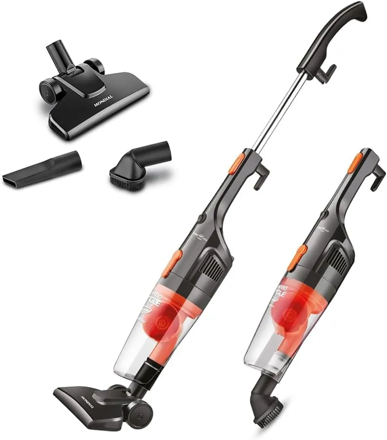 MONDIAL Aspirador de Pó Vertical Turbo Cycle, Preto/Laranja, 1100W, 110V