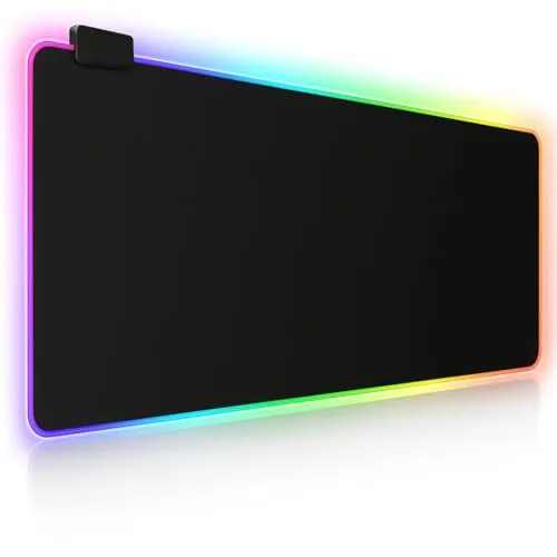 Mouse Pad Gamer Para Jogos com RGB LED Com 14 Modos de Iluminação 80x30cm