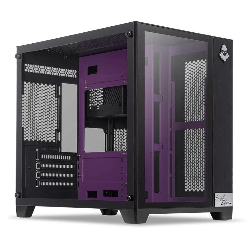 Gabinete Gamer Mancer CV300 Purple Edition MidTower Lateral de Vidro Preto e Roxo