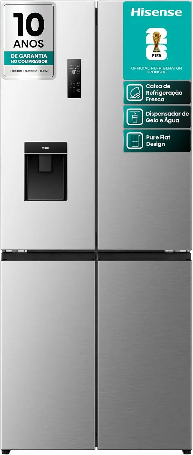 Geladeira Hisense Multidoor 460L Frost Free Inverter Inox 220V