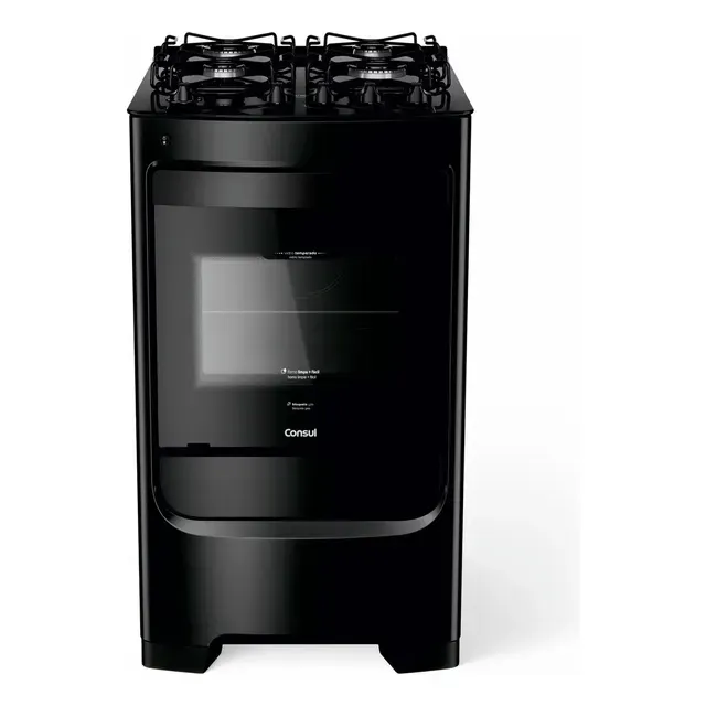 Fogão Consul Cfo4vbe Gas/Eléctrica 4 Bocas com Mesa de Vidro Cor Preto