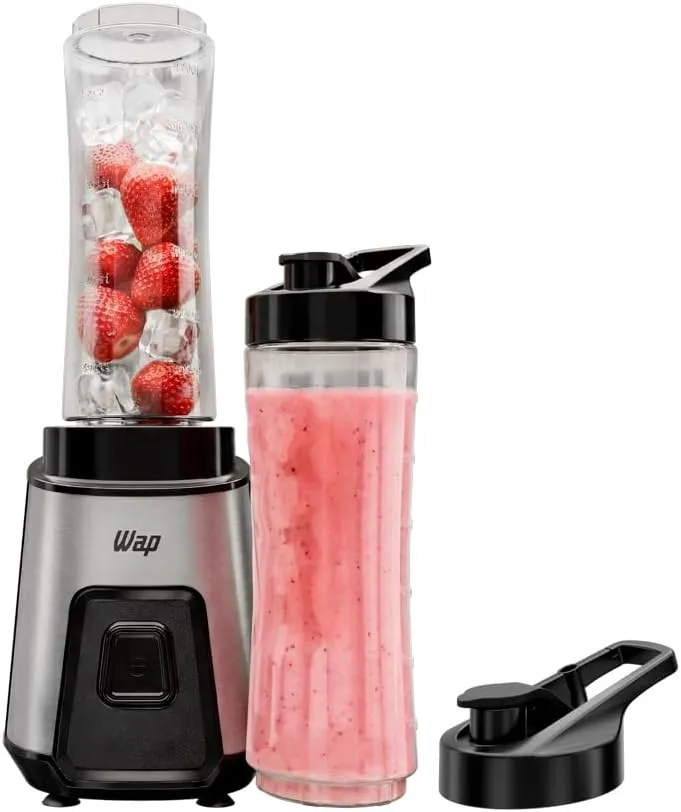 WAP Mini Liquidificador Portátil Blender Go 300W Com 2 Copos Squeeze Tampa
