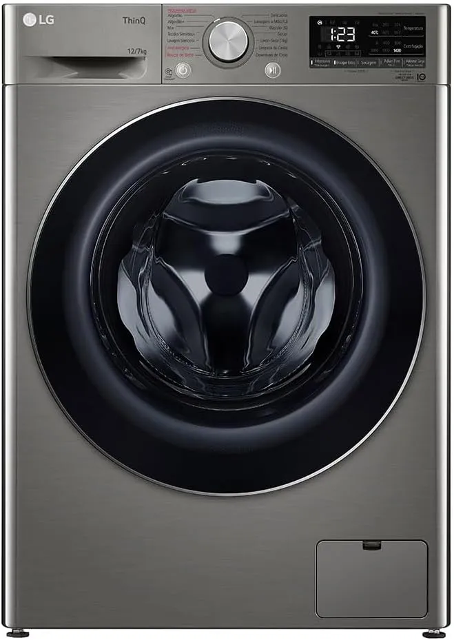 LG VC4 Lava e Seca Inox Compacto 12kg/7kg 60x56x85cm com AI DD, Steam e