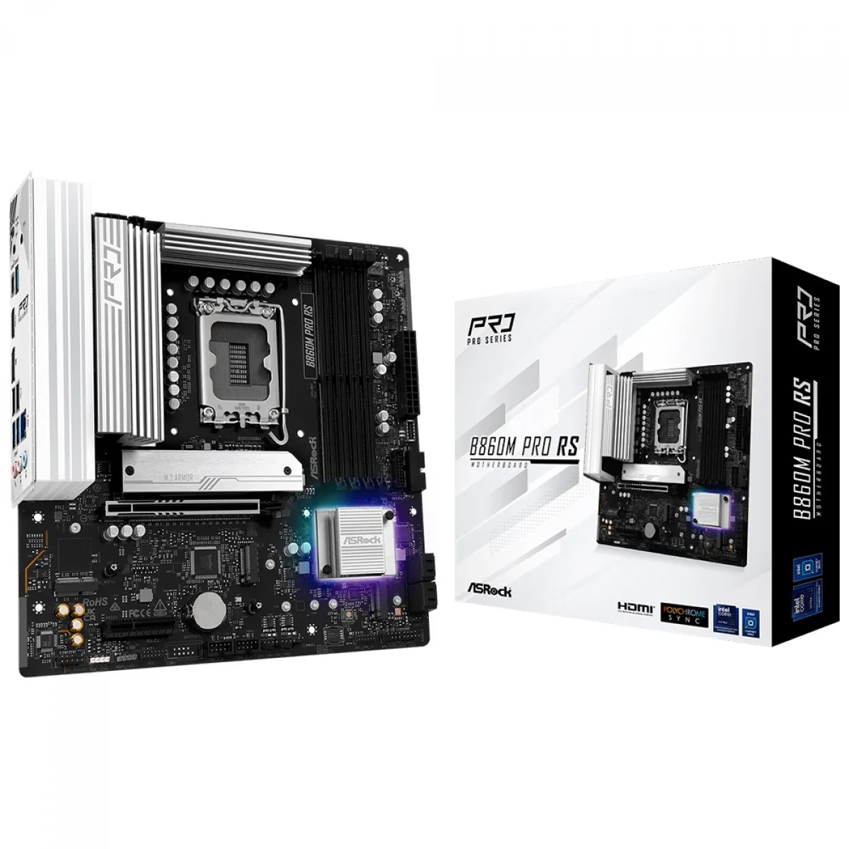 Placa Mãe ASRock B860M Pro RS Chipset B860 Intel LGA 1851 mATX DDR5