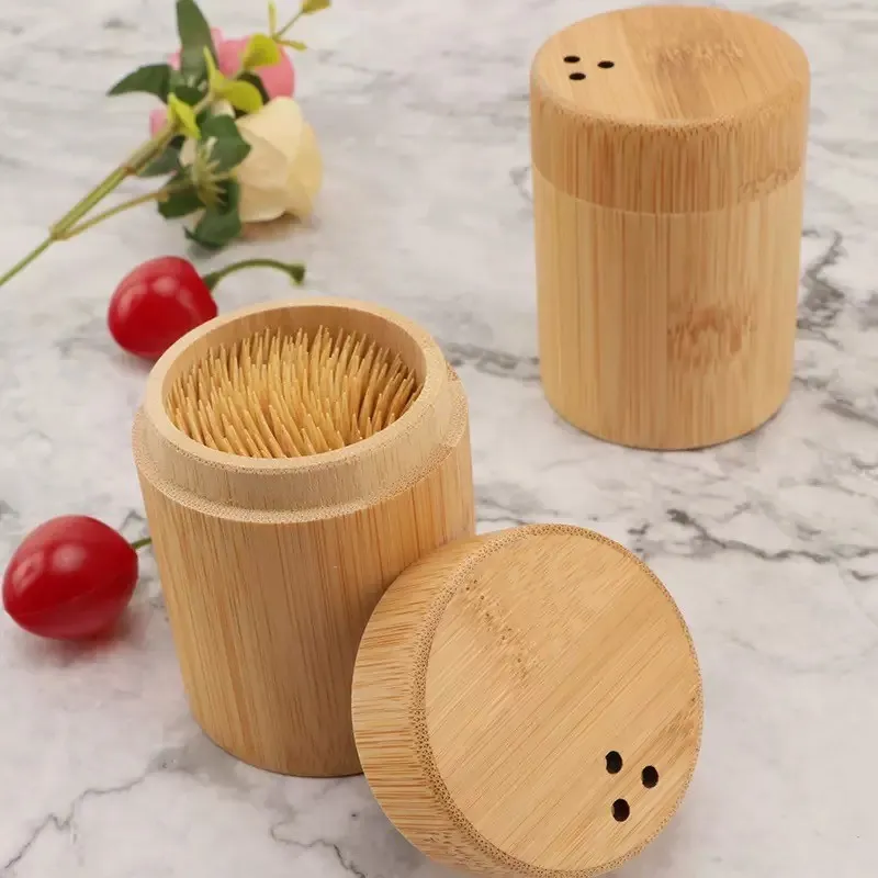 Porta Palitos de Dente de Bambu com Dispenser Ecológico e Elegante para