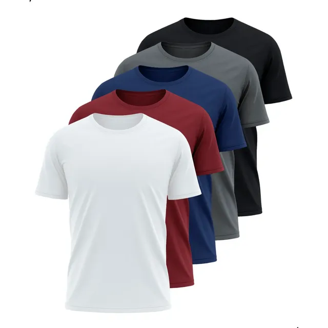 Kit 5 Camisetas Básicas Masculina Dry Fit Lisa Tradicional  Variado P