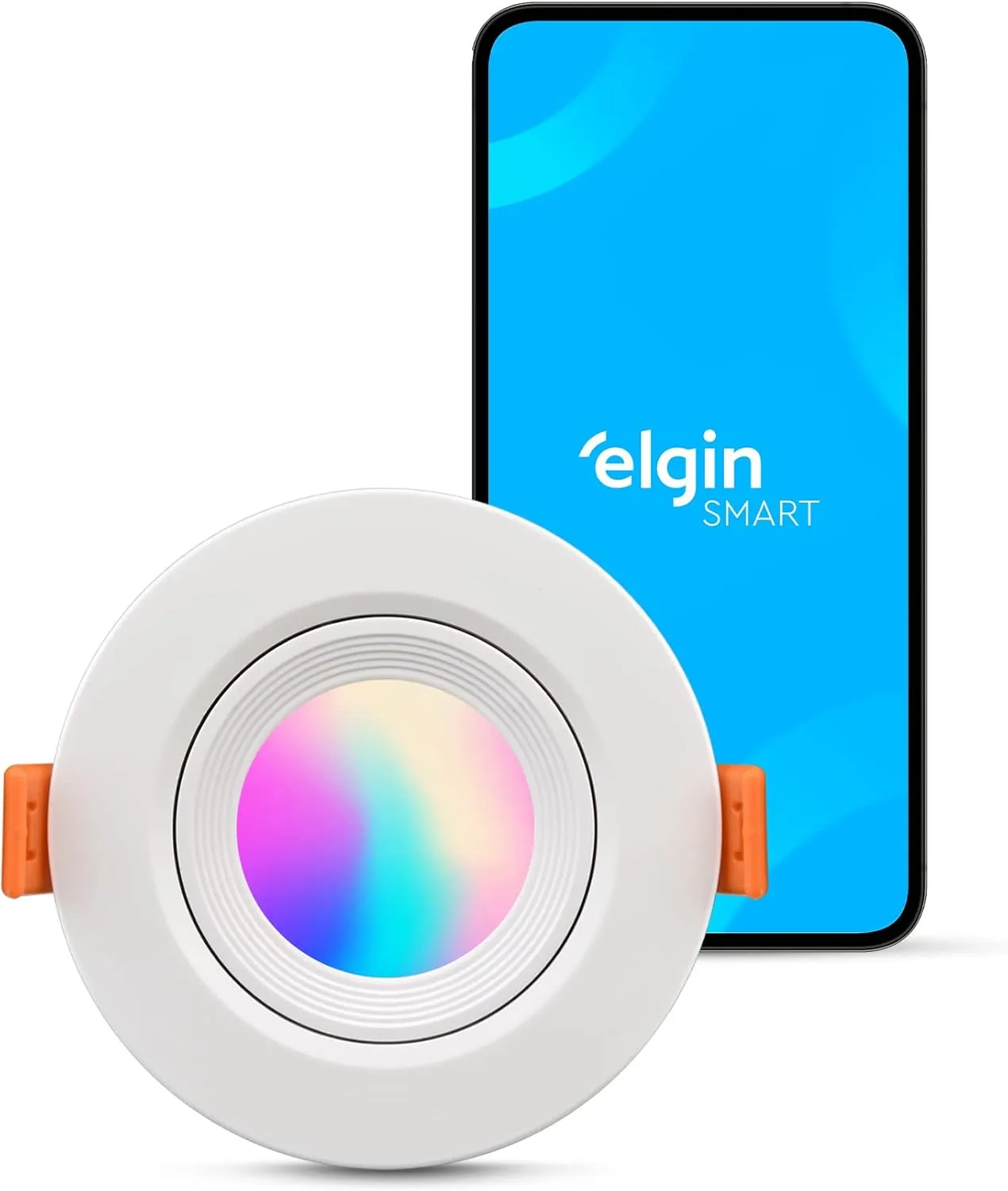 Luminária LED Ecospot Inteligente 5W 3000-6500k Elgin Redonda WIFI RGB