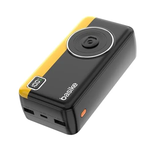 Power Bank 30000mAh, Basike Carregador Portátil com Cabo(Preto)