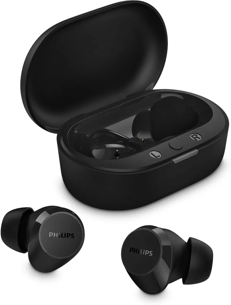 Fone de ouvido sem fio TWS Philips TAT1209BK/00 na cor preto, com
