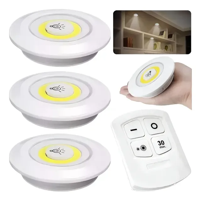 Kit 3 Lâmpada Luminária Led Spot Sem Fio Controle Remoto Branco-frio