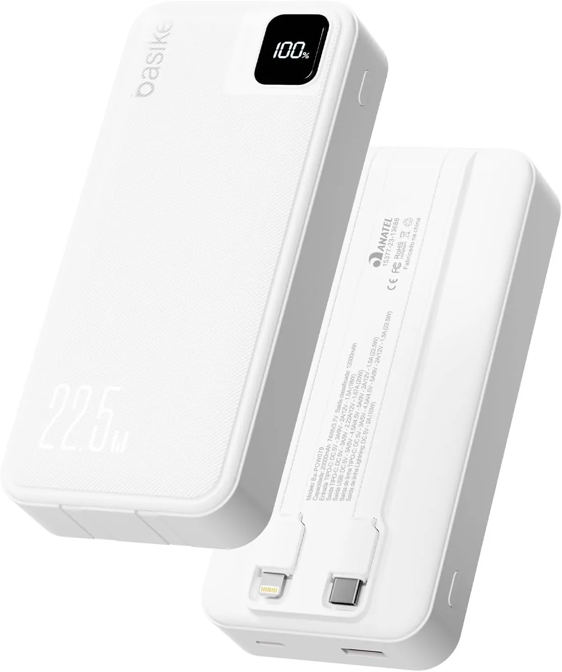 Basike Power Bank, Carregador Portátil Universal 20000mAh, Rápido 22,5W
