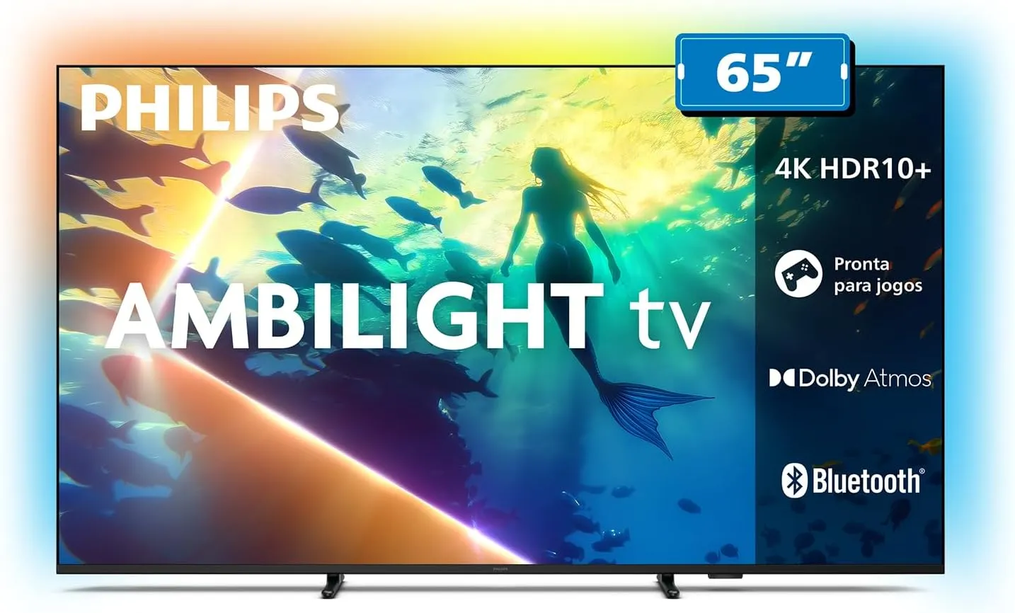 PHILIPS, Smart TV Ambilight 65" 4K, Titan OS, 65PUG8100/78, Comando