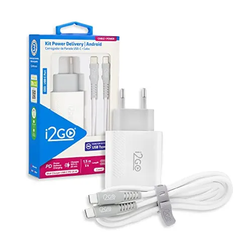 Kit Carregador de Parede Ultra Rápido com 1 Saída USB-C Power Delivery 20W