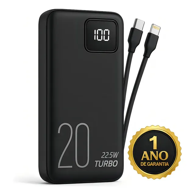 Carregador Portátil Power Bank Turbo 20000mah 22.5w universal para iphone