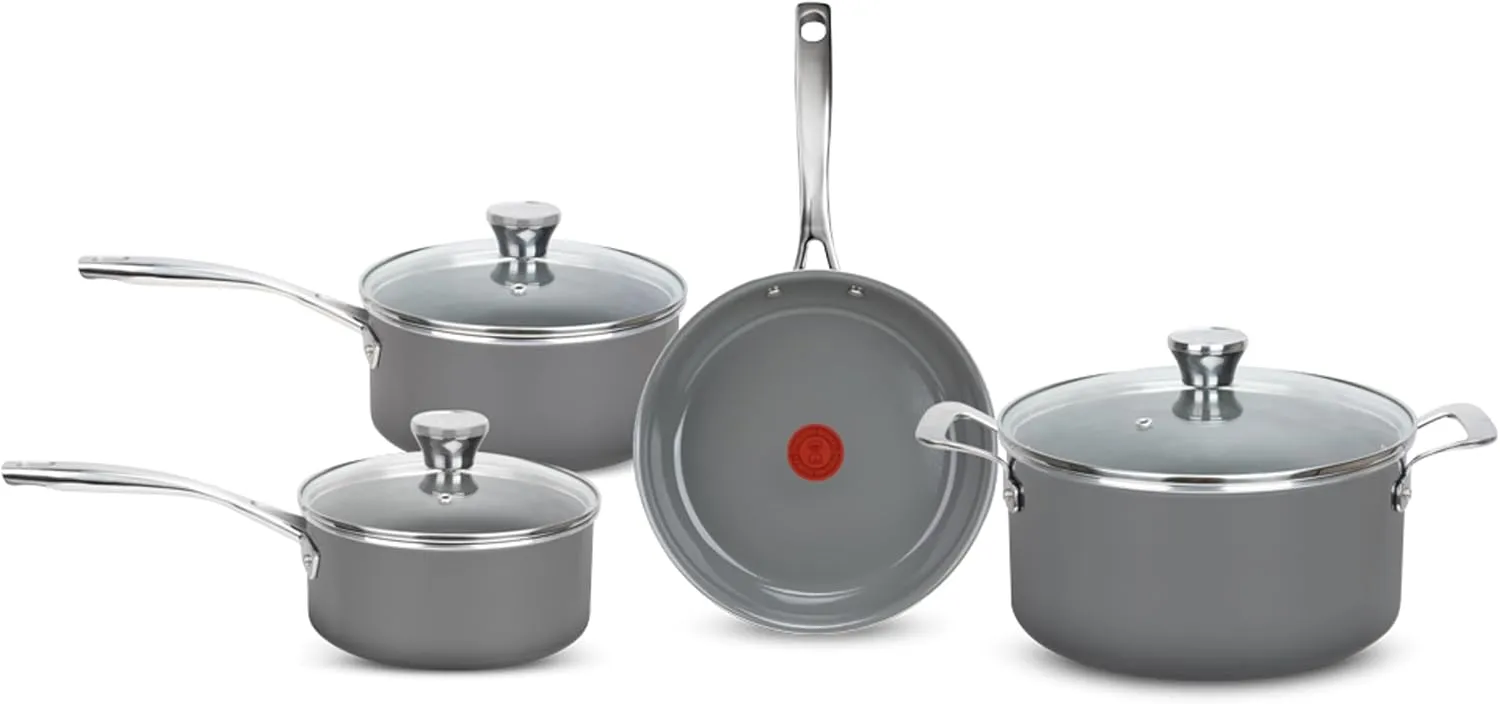 Jogo de Panelas Tefal Ceramic Vitality 4 Peças com Base de Indução, Cabos