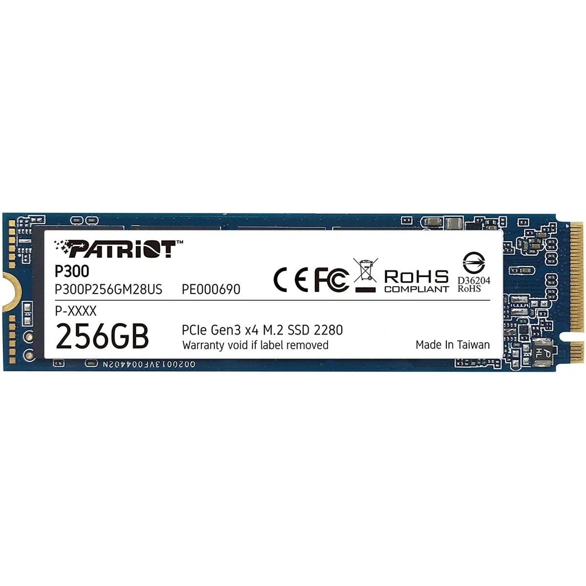 SSD Patriot P300, 256GB, M.2 NVME, Leitura 1700MBs e Gravação 1100MBs