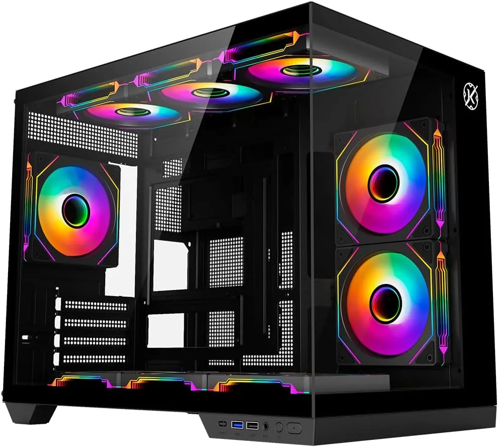 Gabinete Kalkan Saga Preto Aquário Compacto Micro ATX USB 3.0 Sem Fans