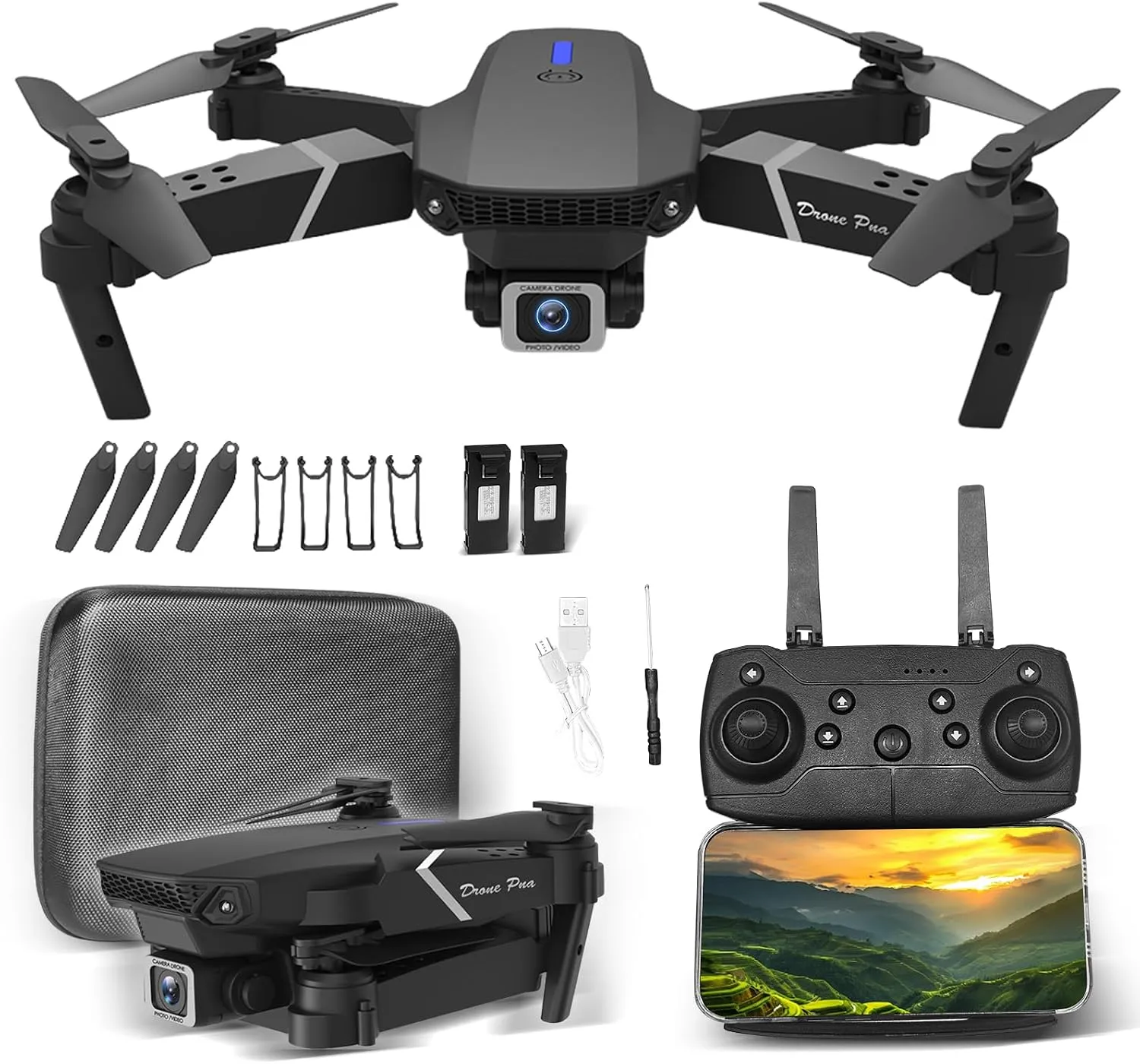 E88 Drone Com Camera Drone Profissional 1080p HD 4K FPV WiFi Mini Controle