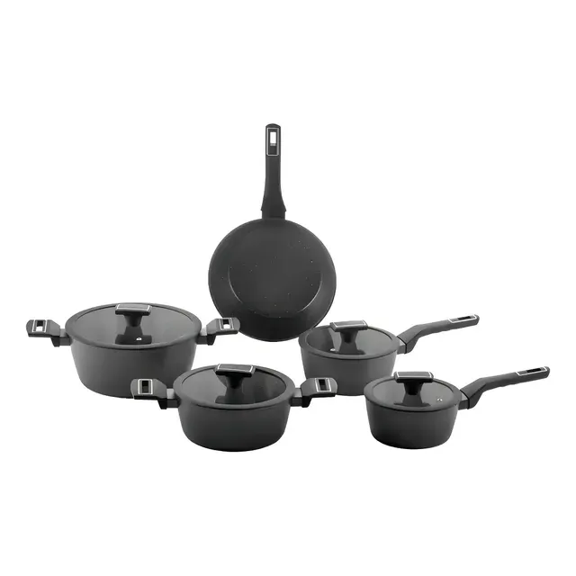 Jogo De Panelas Brinox Cerâmico 5 Pçs Carbon Ceramic Indução Cor Preto