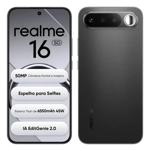 Smartphone Celular Realme 16 5g 256gb 12gb Ram Dual Sim Câmera De 50mp