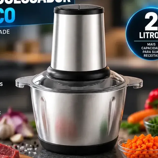 Multiprocessador Elétrico 2L 400W Inox Triturador Moedor Picador de