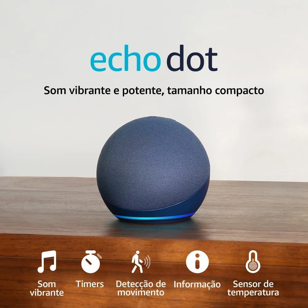 Echo Dot (Geração mais recente) , som vibrante e potente, Wi-Fi e