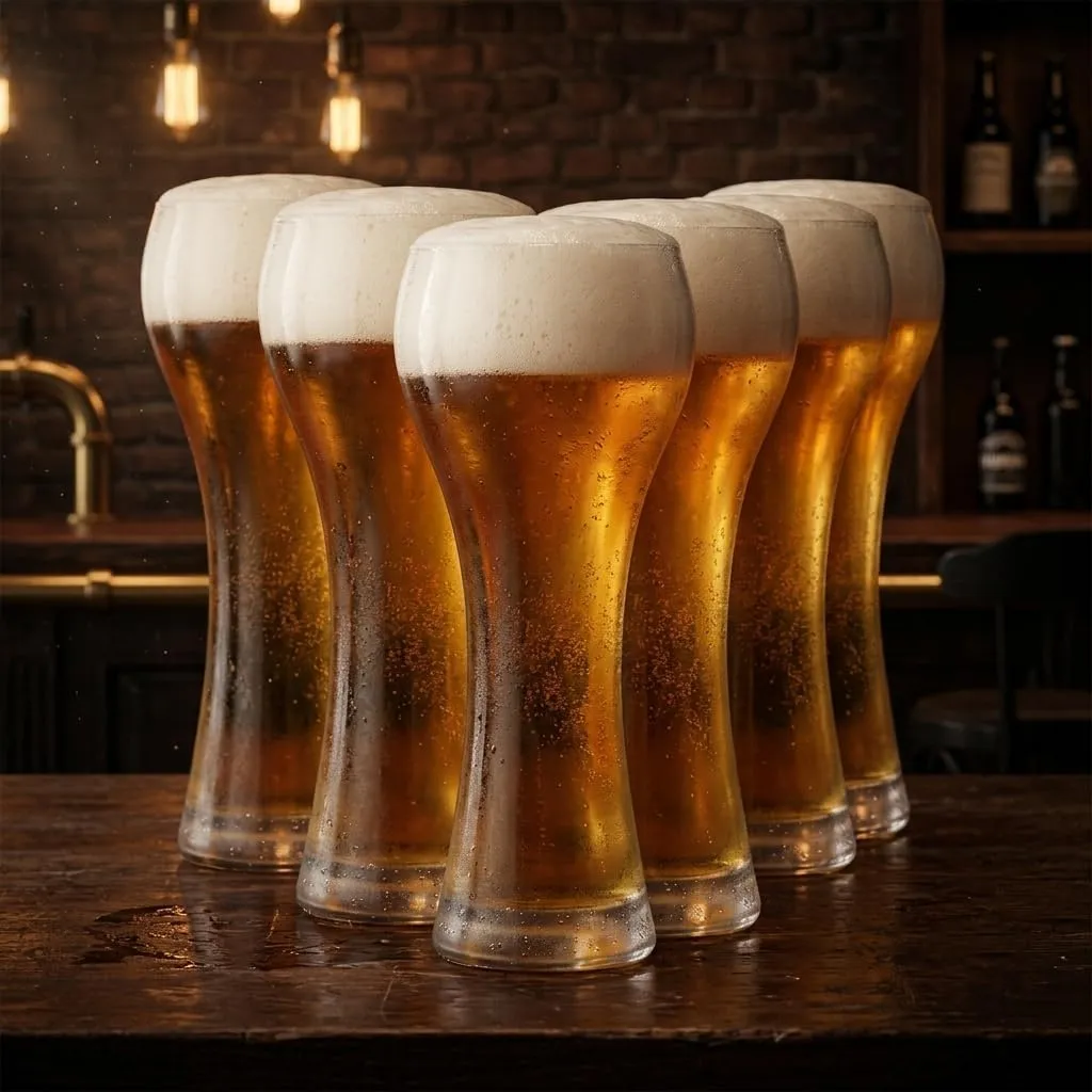 Ruvolo, Kit 6 Copo de Cristal para Cerveja, Copos de Cerveja Bar e