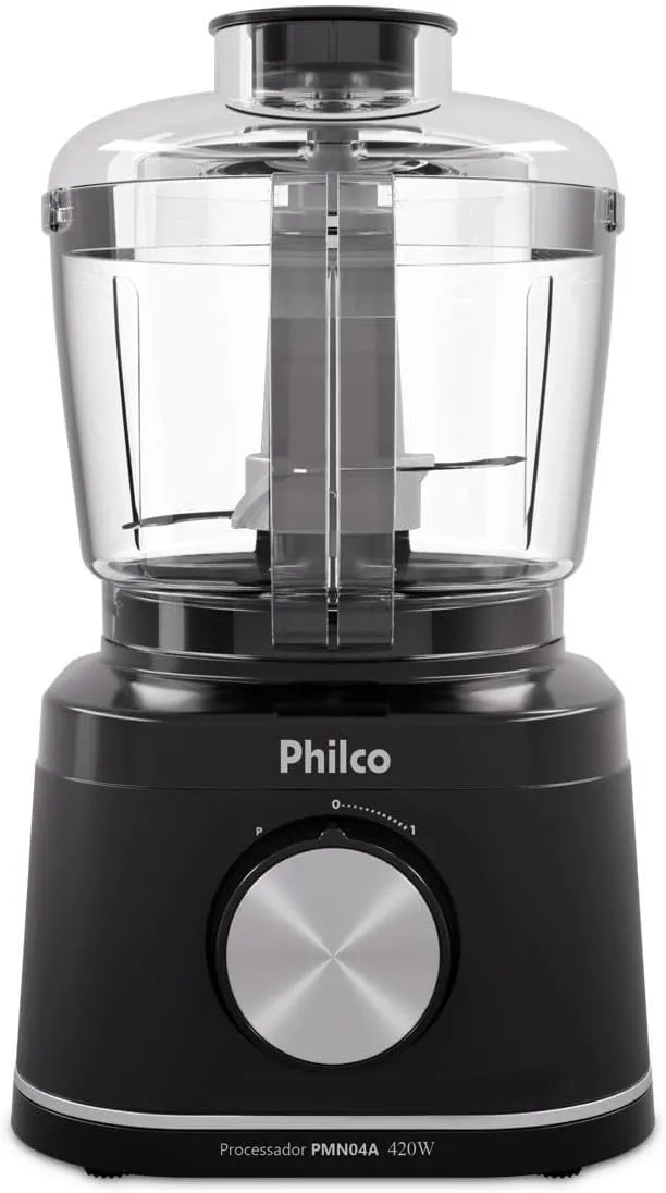 Processador de Alimentos Philco 420W com Jarra 500ml Função Pulsar e Trava