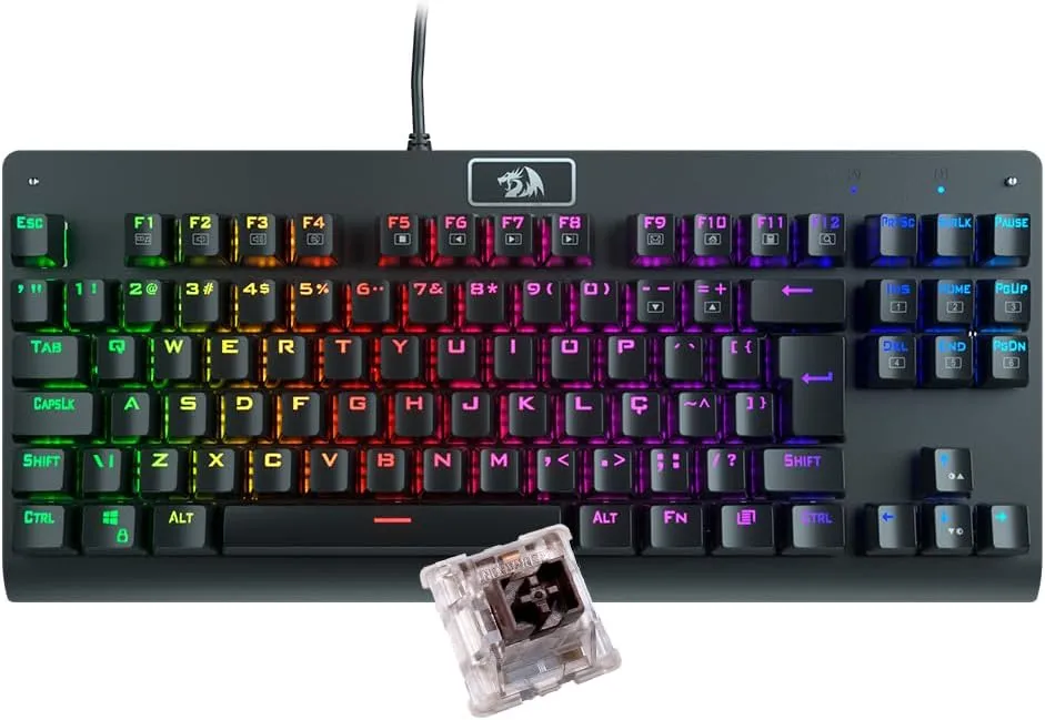 Teclado Mecânico Gamer Redragon Dark Avenger K568-2 Rgb Switch Brown Com