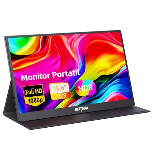 Bettdow Monitor Portatil 15,6'', FHD 1080P Monitor Portátil