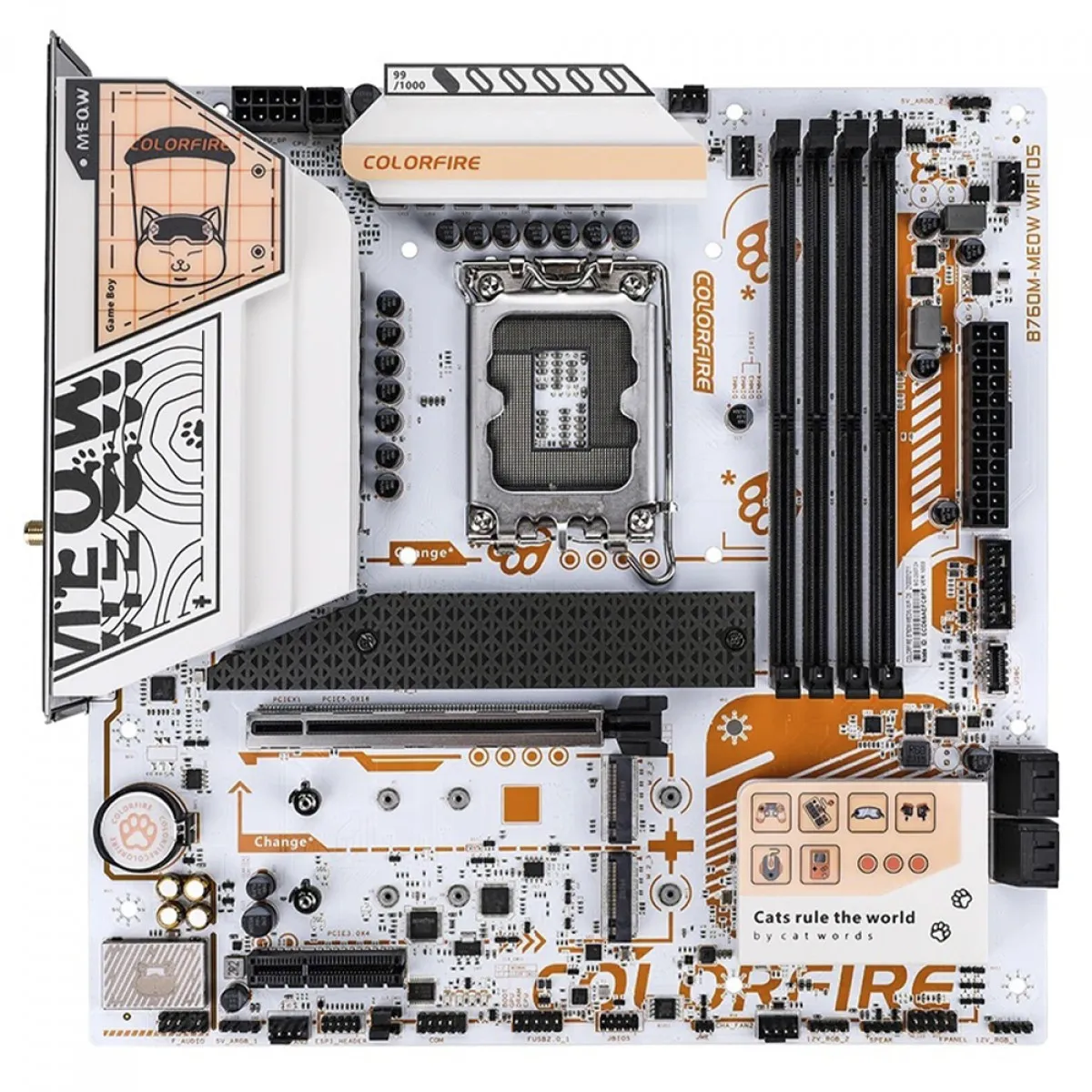 Placa Mãe ColorFire B760MMEOW WIFI D5 Orange Chipset B760