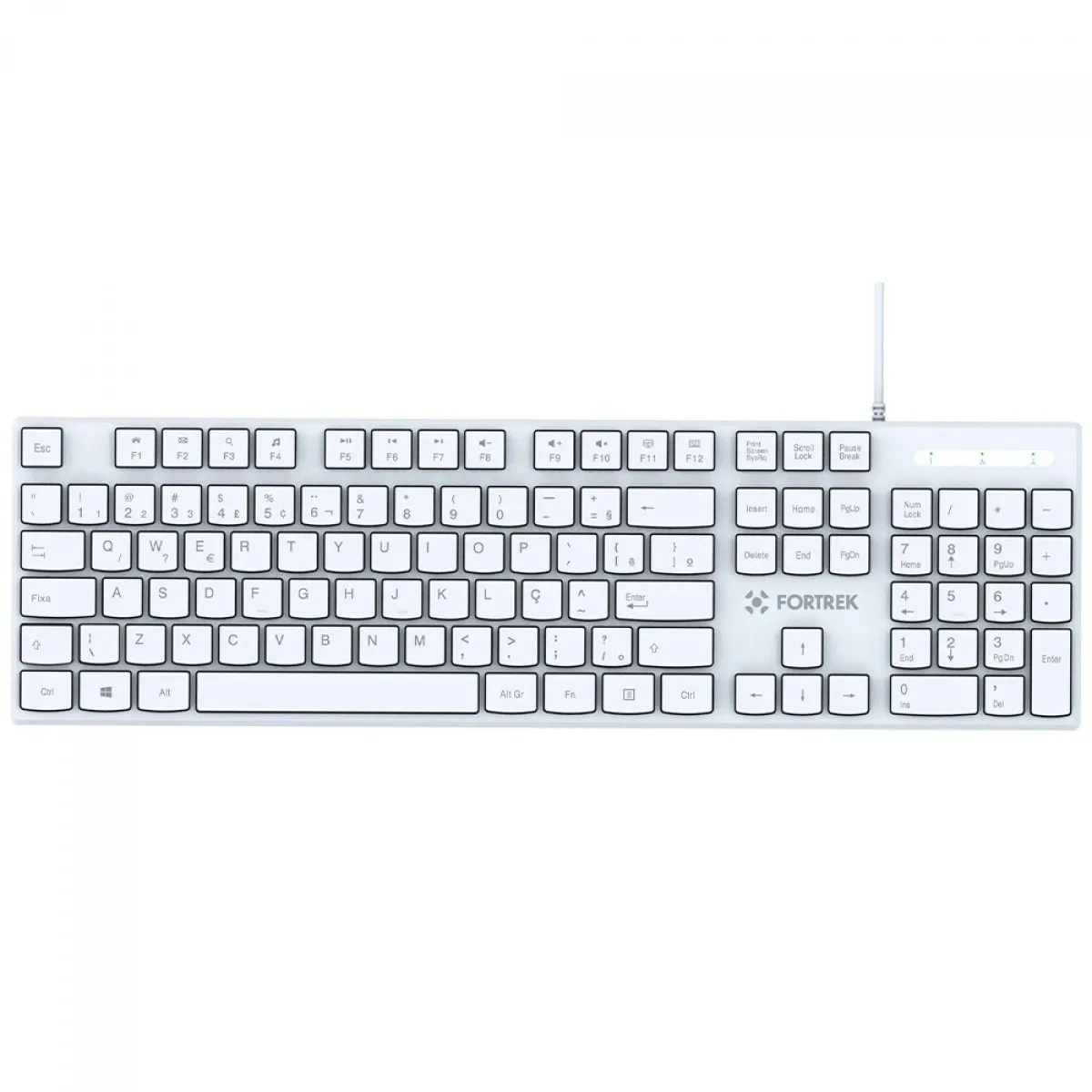 Teclado Office Fortrek K15 Slim USB ABNT2 Branco