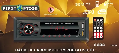 MP3 PLAYER FIRST OPTION 6688 2024 RADIO AUTOMOTIVO BLUETOOTH TOCA SOM