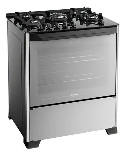 Fogão 5 Bocas Dako Magister Style Com Frente Espelhada Mesa de Vidro e