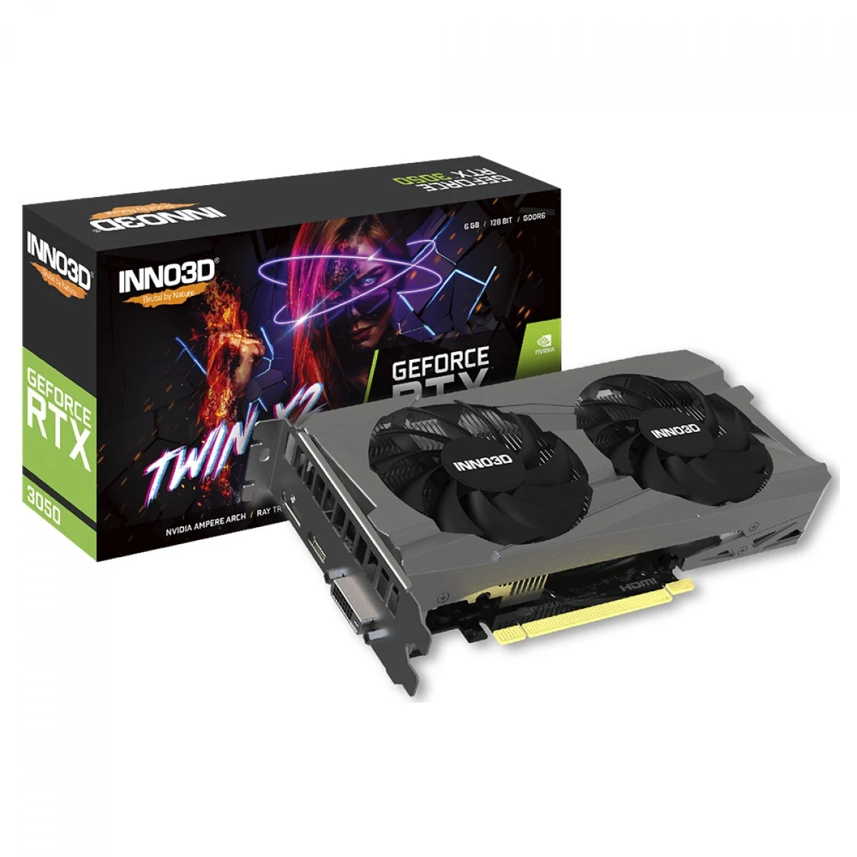 Placa de Vídeo INNO3D GeForce RTX 3050 TWIN X2 V2, 6GB, GDDR6, DLSS, Ray