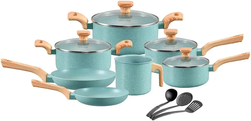 Mimo Style Conjunto de 10 Panelas, Pratic Cook Green, Compatível com Fogão