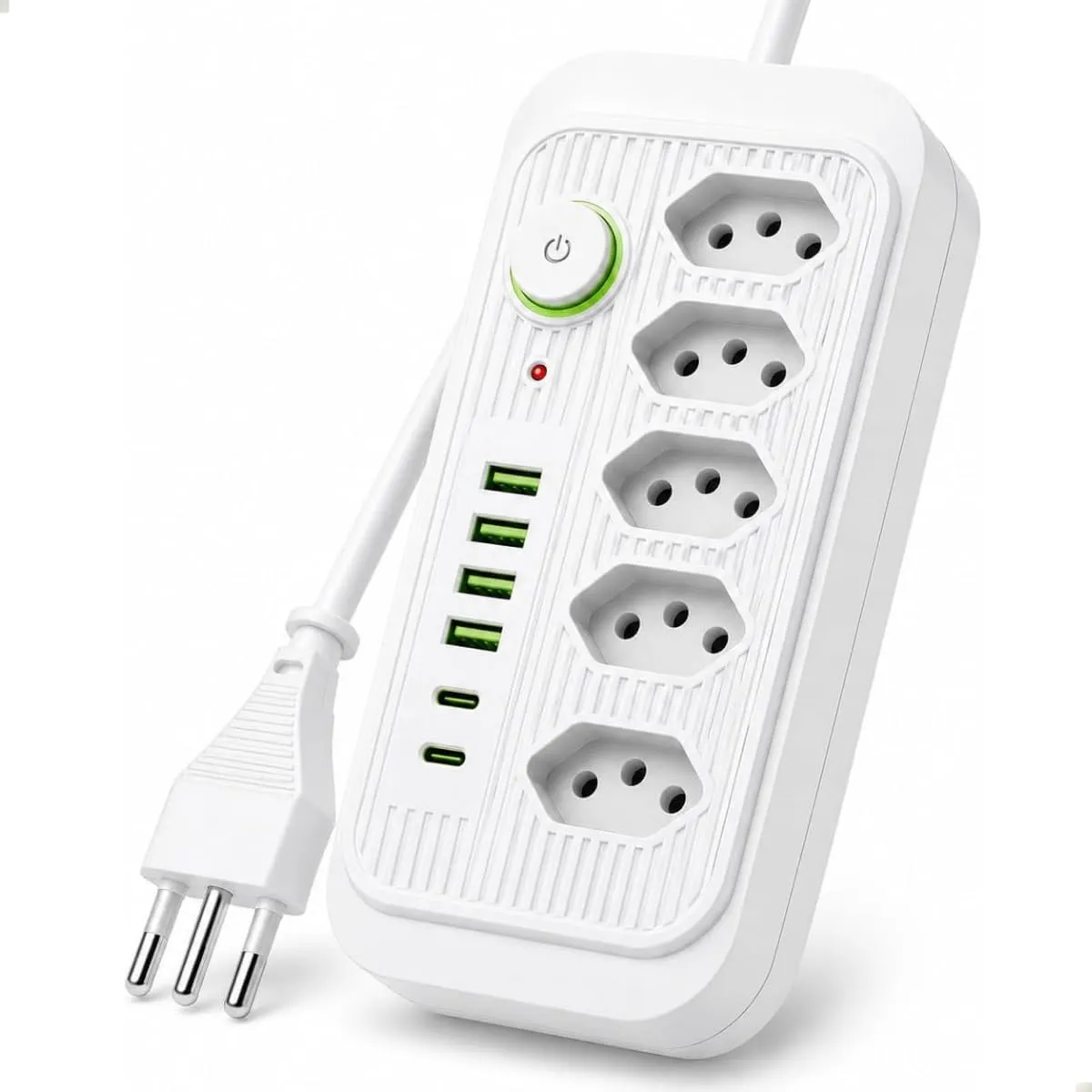 Extensão Elétrica de Tomada com 5 Tomadas + 4 USB e 2 USB-C Régua Filtro