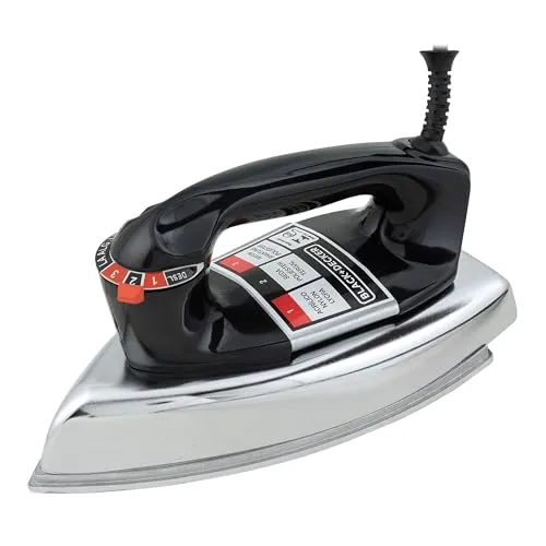 BLACK+DECKER Ferro de Passar Roupa a Seco, Metálico Preto, Modelo
