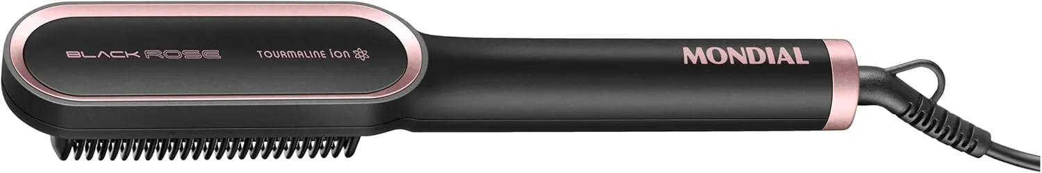 MONDIAL Escova Alisadora Black Rose, Preto/Rose, Bivolt - EA-07