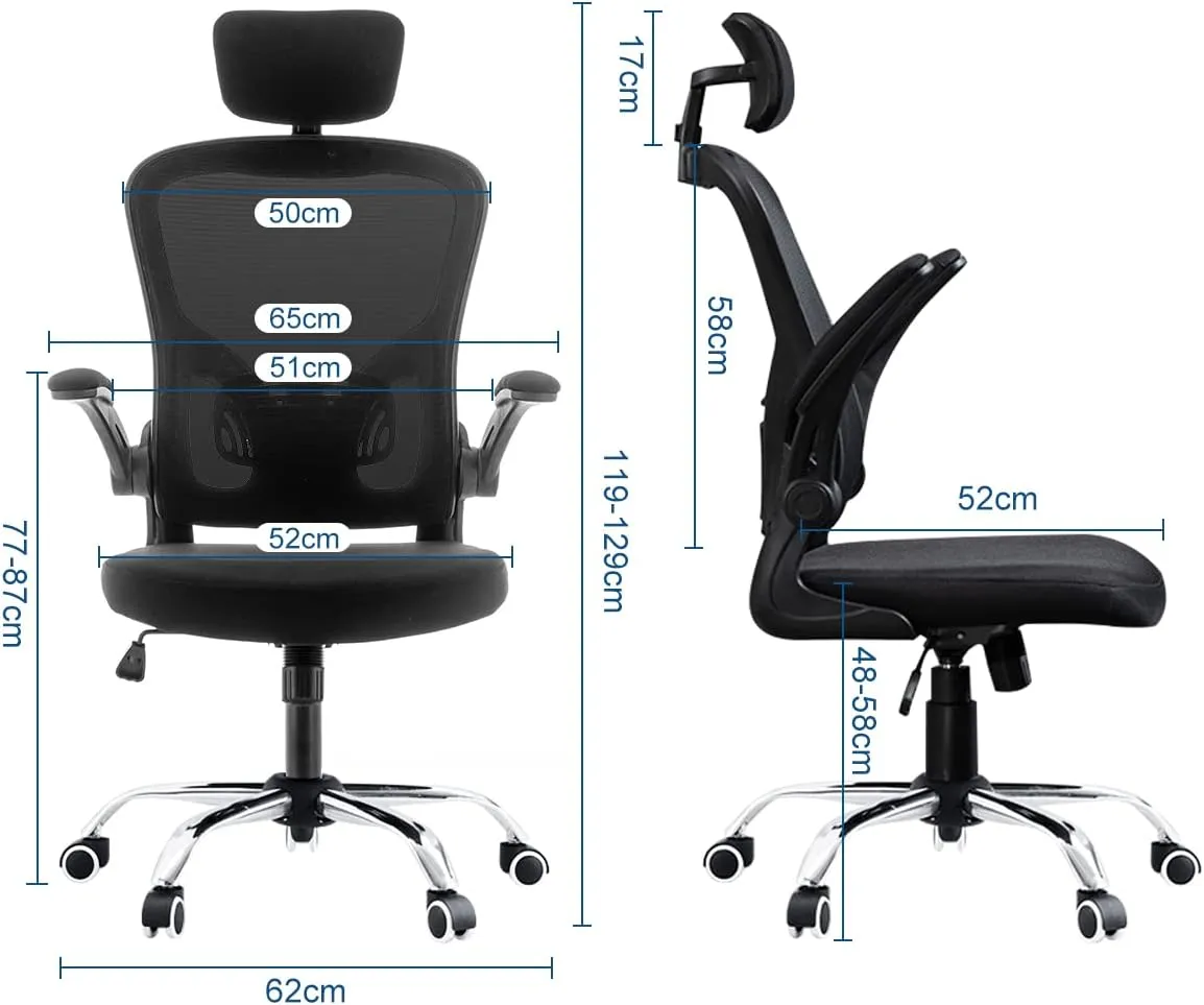 Cadeira de escritório ergonômica com estofado de mesh