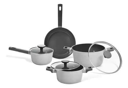 Jogo 4 Panelas Antiaderente Ceramico Mou Cinza - Oikos Cinza